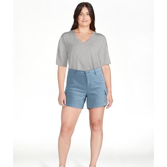 Women's Lee Mid Rise 5" Comfort Waist Cargo Short Shasta Blue - Picture 2 of 5